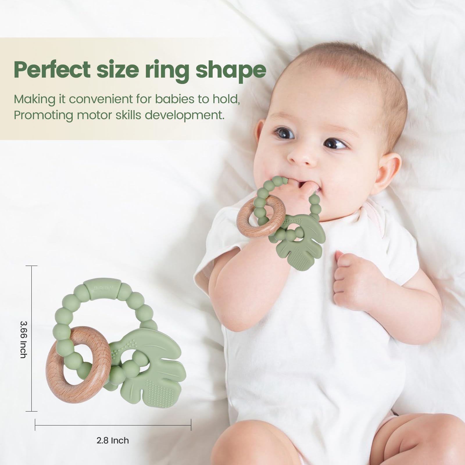 Cuebo teether ring features an ergonomic, lightweight design for small hands.
