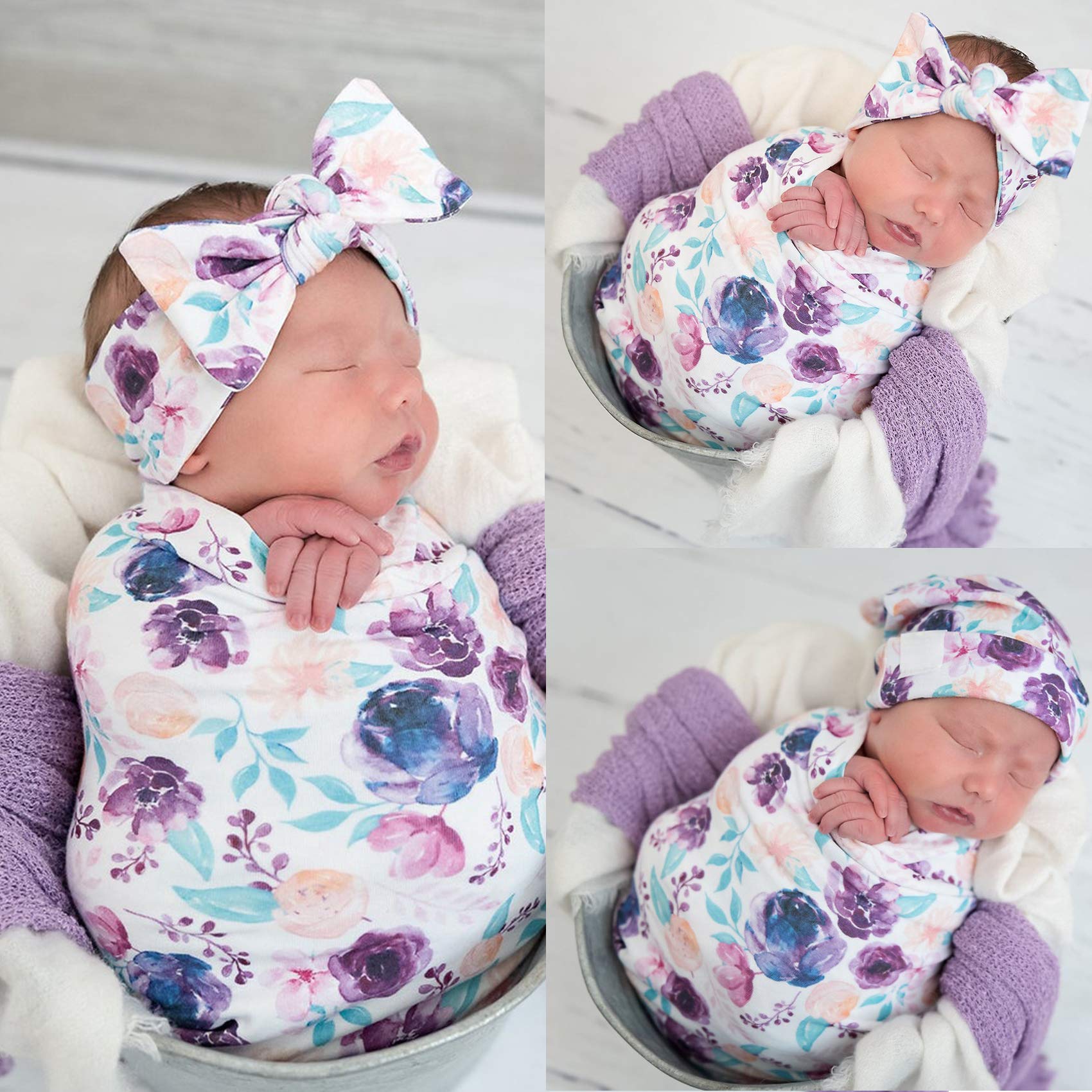 Culclendy Floral Swaddle Blanket as a versatile photo prop for newborn sessions