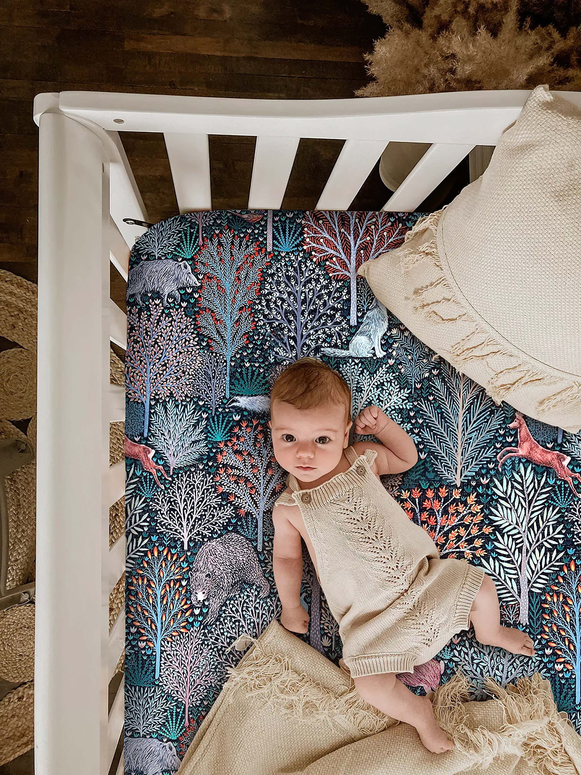 Culclendy jungle animals crib sheet stays snug with reinforced elastic