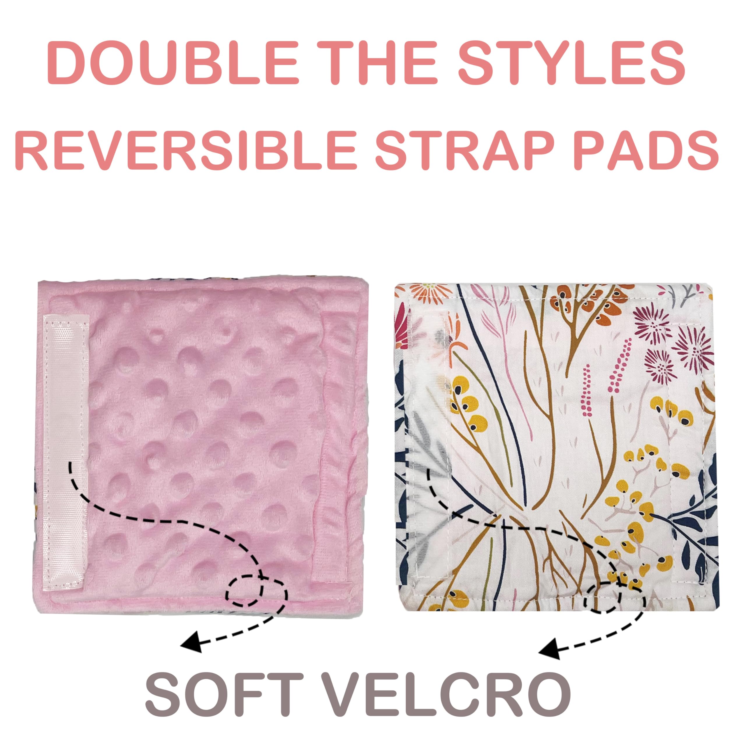 Culclendy floral minky strap pad; reversible design for stylish protection