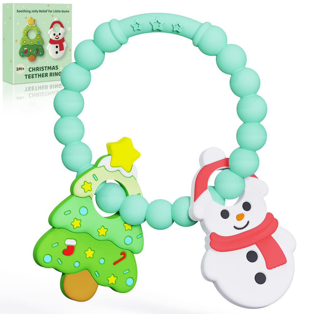 CulinaCraft Christmas snowman teether with textured surface for gentle gum relief.