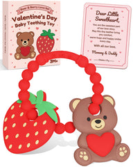 CulinaCraft Valentine’s teether bear close-up for soothing gums and playful teething.