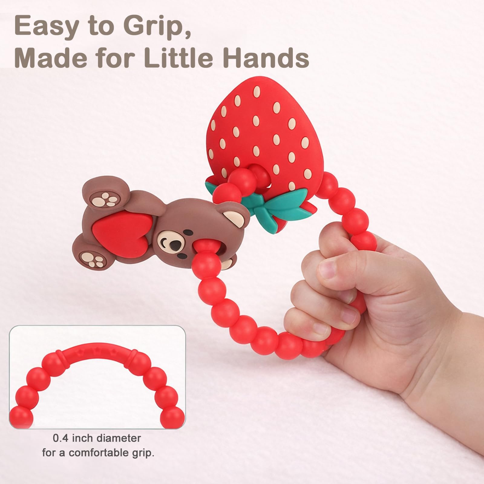 CulinaCraft Valentine’s teether boil-safe cleaning close-up for easy sanitation.