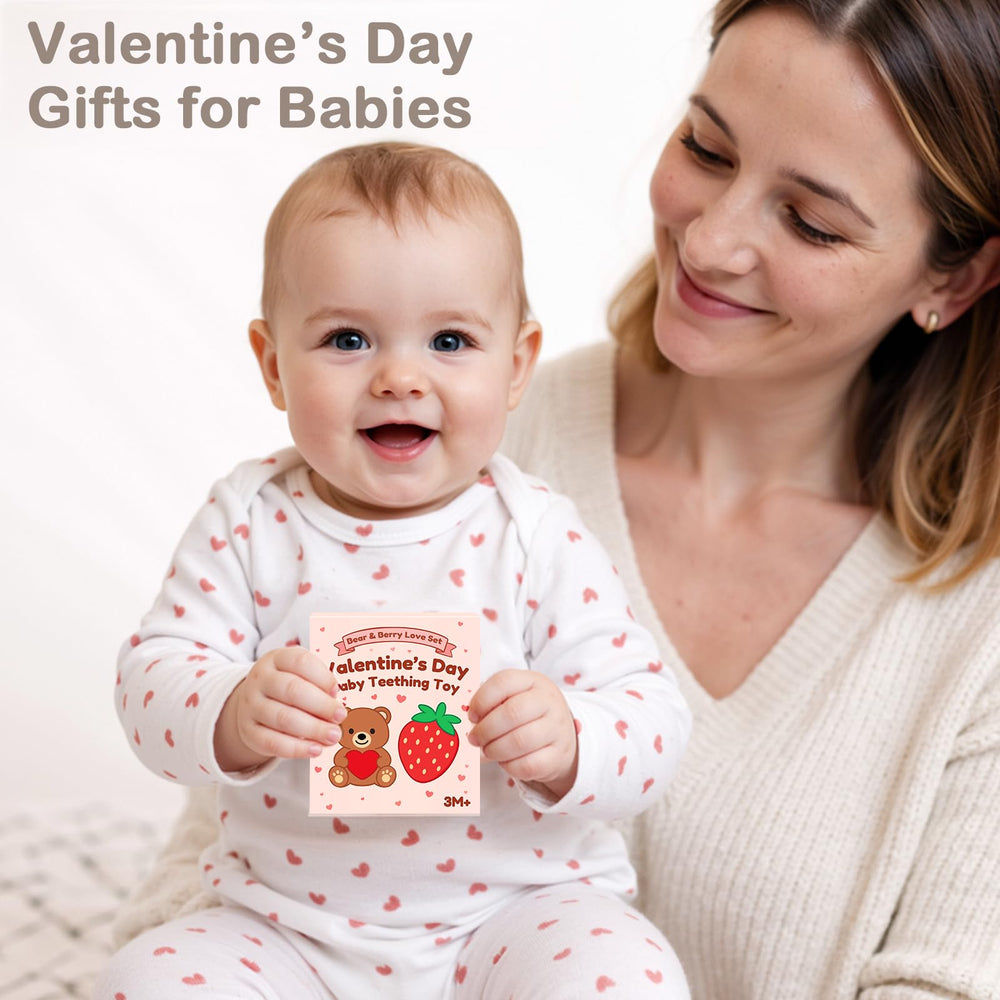 CulinaCraft Valentine’s teether fridge-cooling usage in action for extra gum relief.