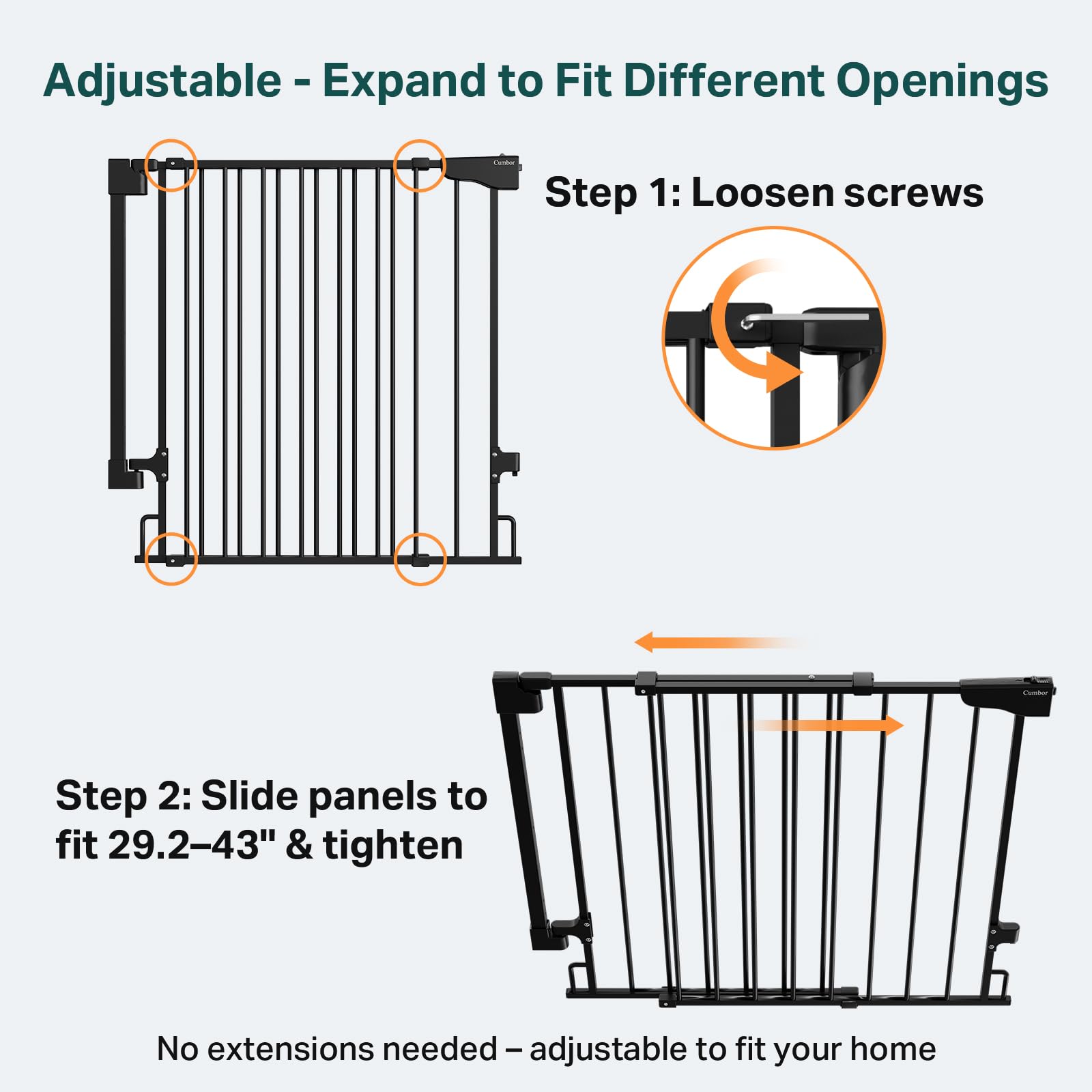 Cumbor 28-inch tall gate with double-lock safety keeps kids secure