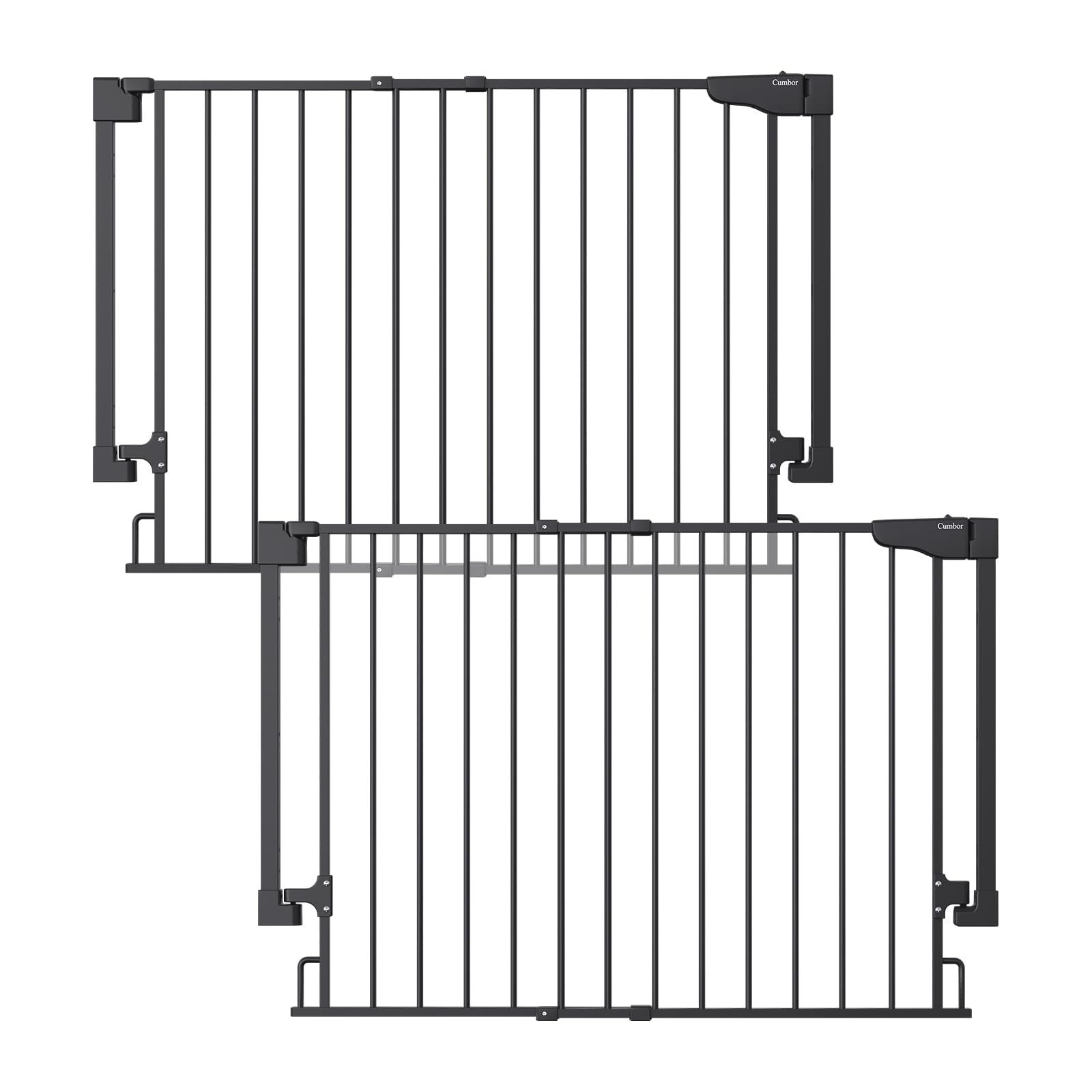 Cumbor 2-pack gate mounted on stairs with hardware for stable safety