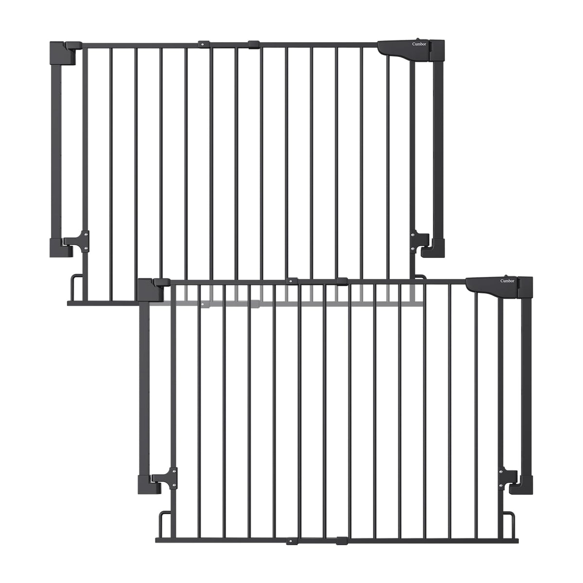 Cumbor 2-pack gate mounted on stairs with hardware for stable safety