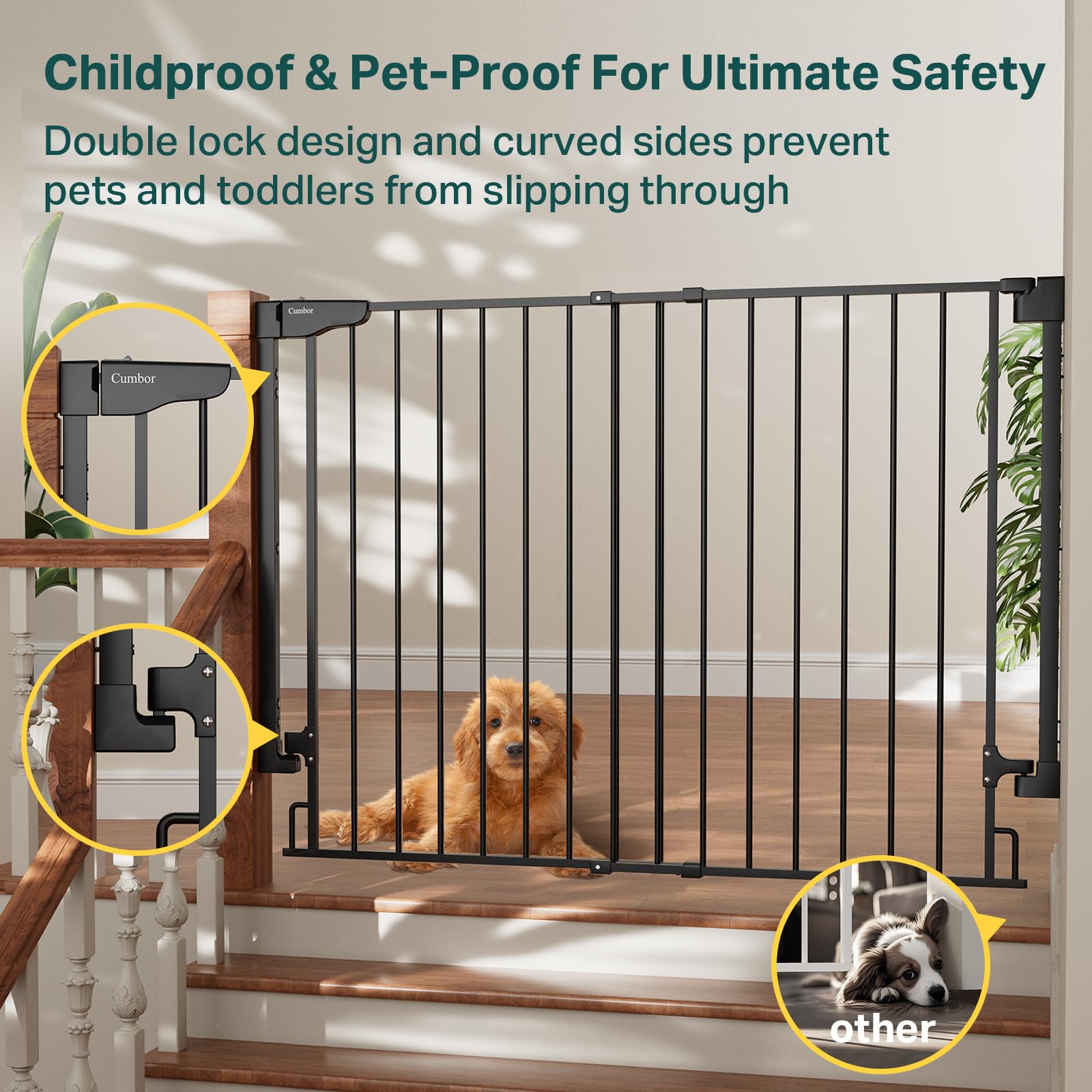 Cumbor hardware-mounted installation secures to studs for maximum stability.