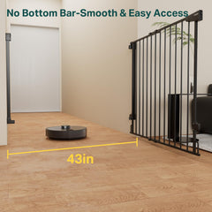 Cumbor gate expands from 29.2 to 43 inches for doorway and wide openings.