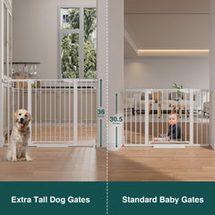 Cumbor gate with wide opening showing adjustable width for doorways