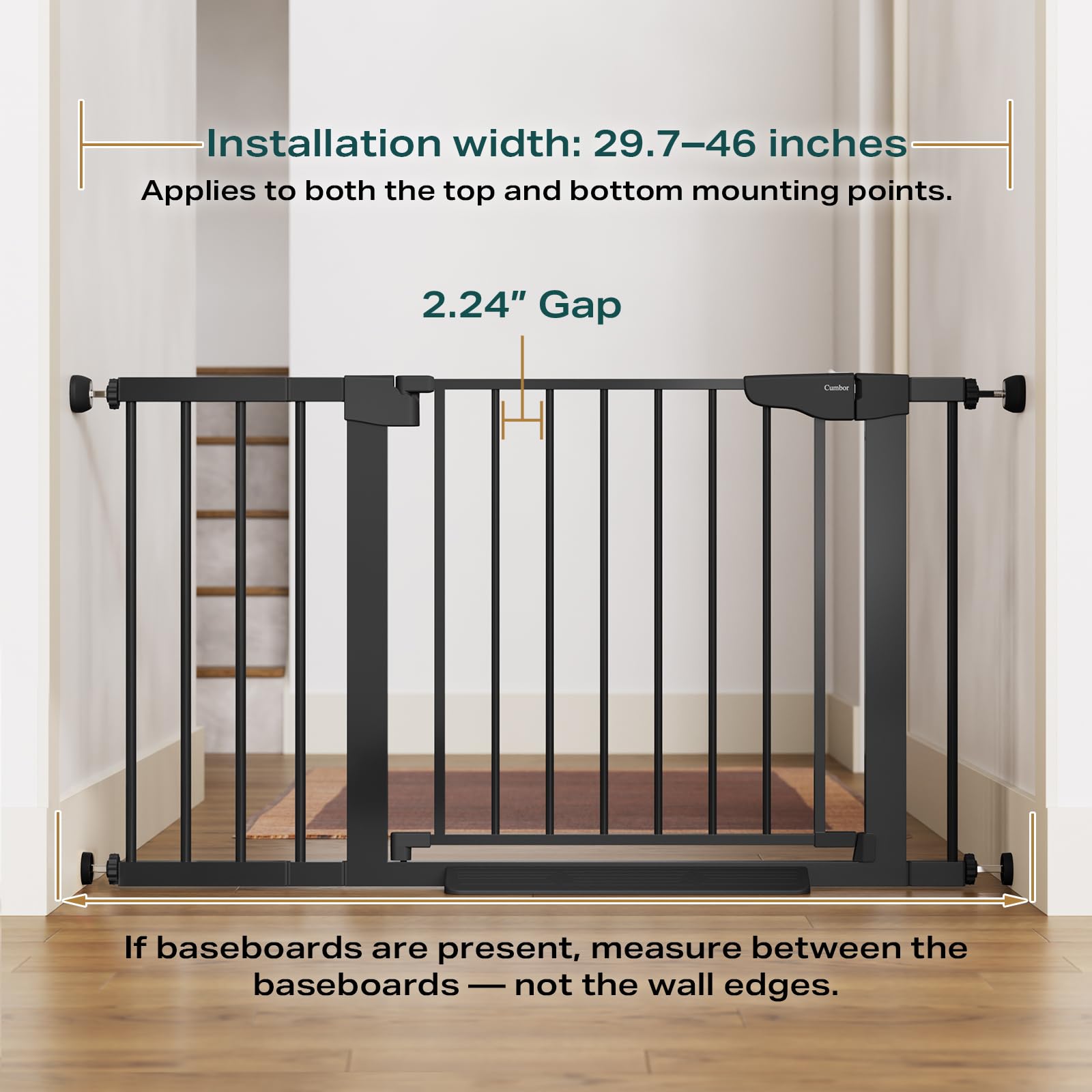 Cumbor auto-close gate keeps walk-through passages secure after use.