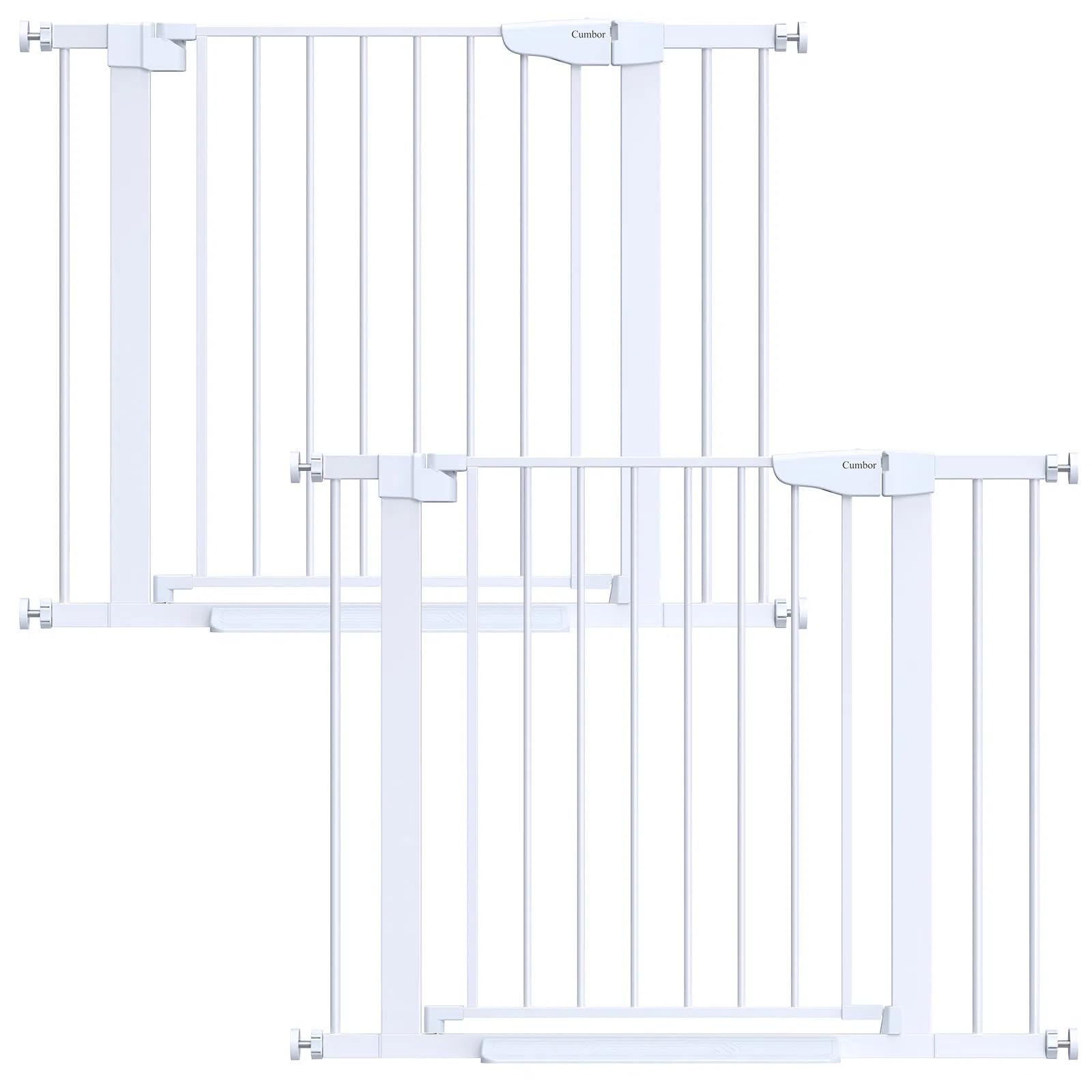 Cumbor baby gate 2-pack extensions included for flexible space control.