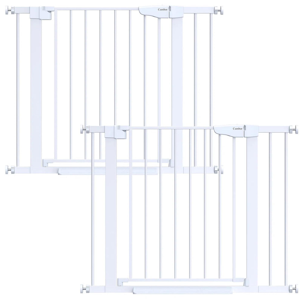 Cumbor baby gate 2-pack extensions included for flexible space control.