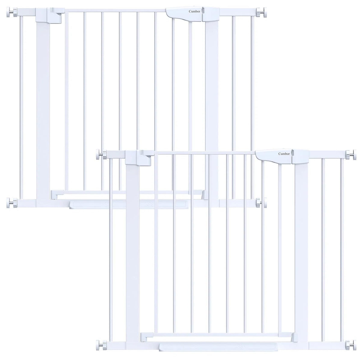 Cumbor baby gate 2-pack extensions included for flexible space control.