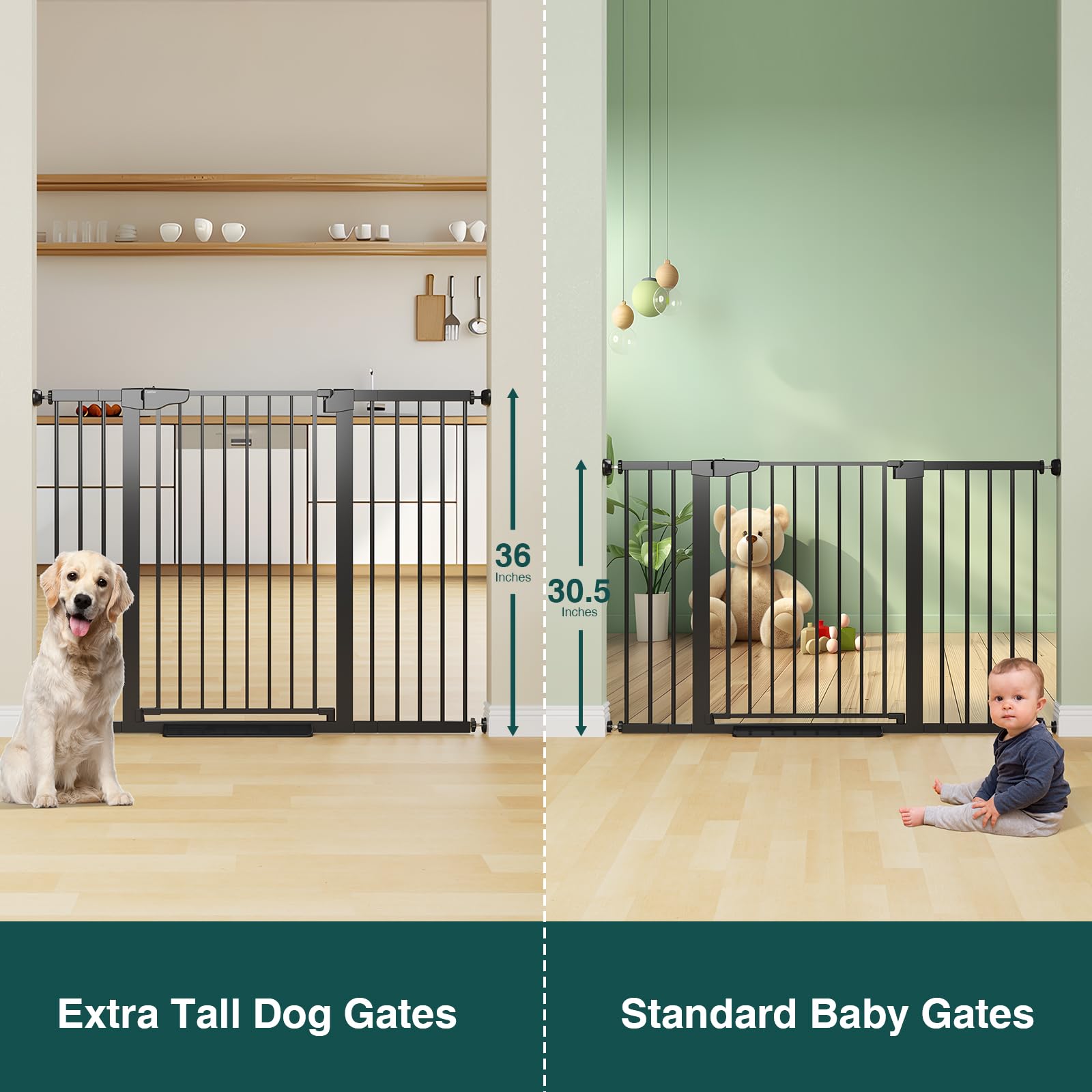 Cumbor gate 90-degree locks help keep the opening secure from curious toddlers.