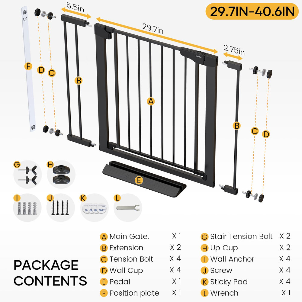 Cumbor black finish gate complements modern homes