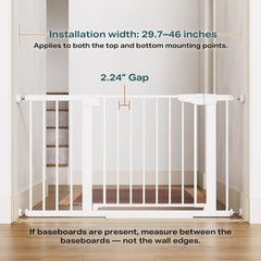 Cumbor white baby gate in doorway for a spacious opening