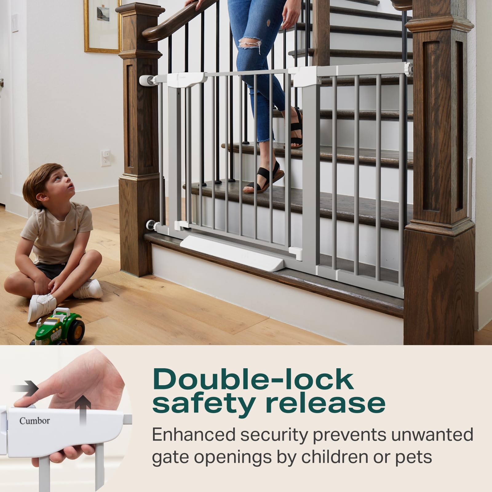 Cumbor gate installs easily with pressure-mount in minutes