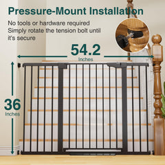 Cumbor gate one-hand operation enables easy passage while holding a child.