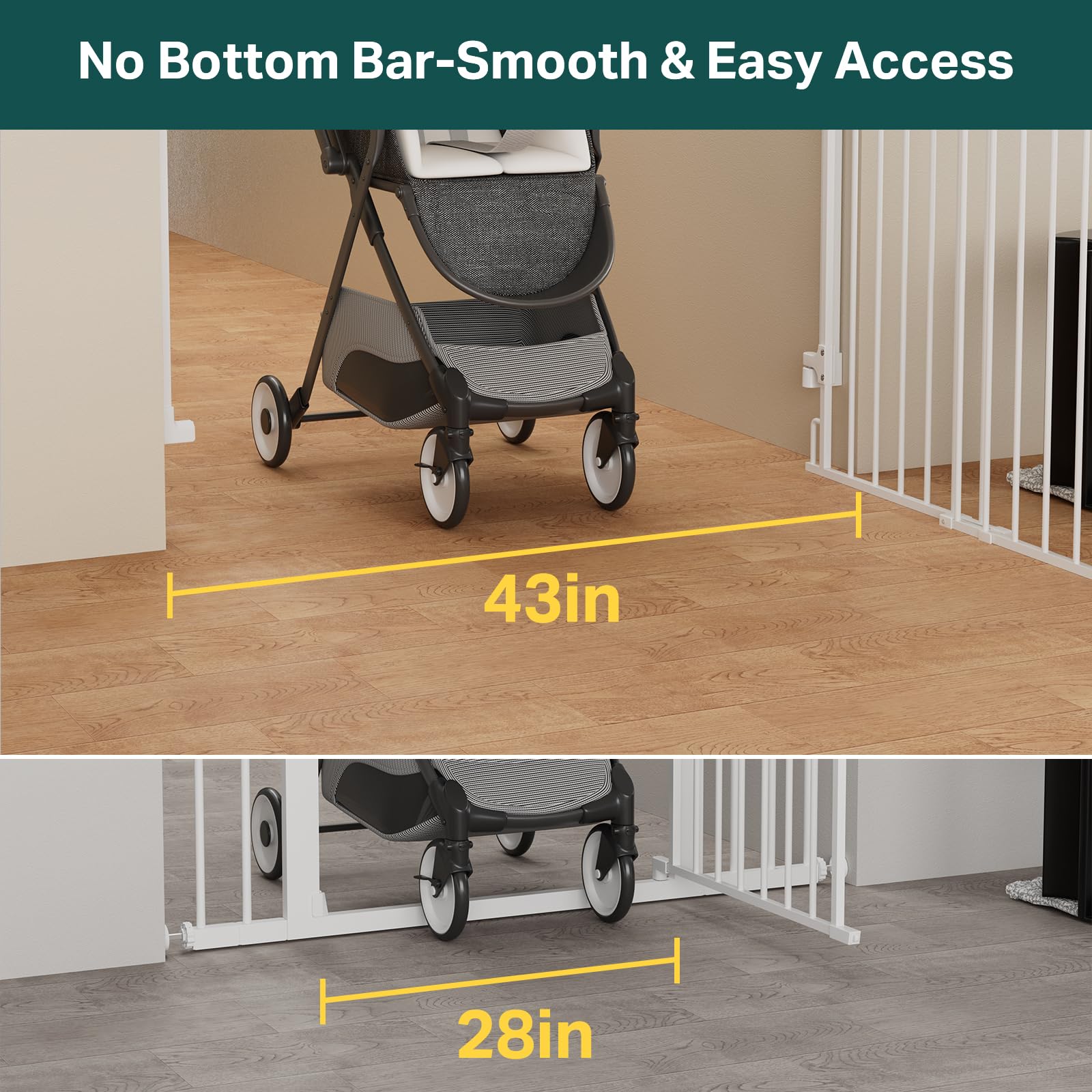 Cumbor white finish blends with decor while maintaining barrier safety.