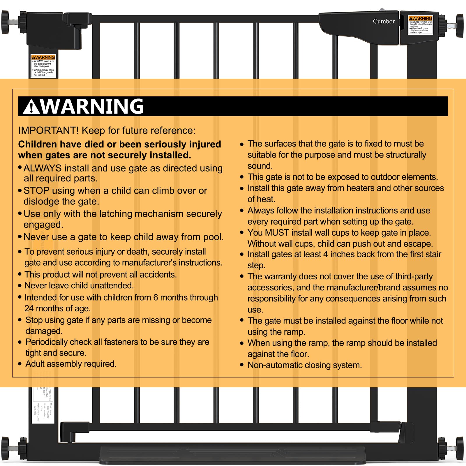 Cumbor black safety gate blends with home decor while protecting kids and pets.