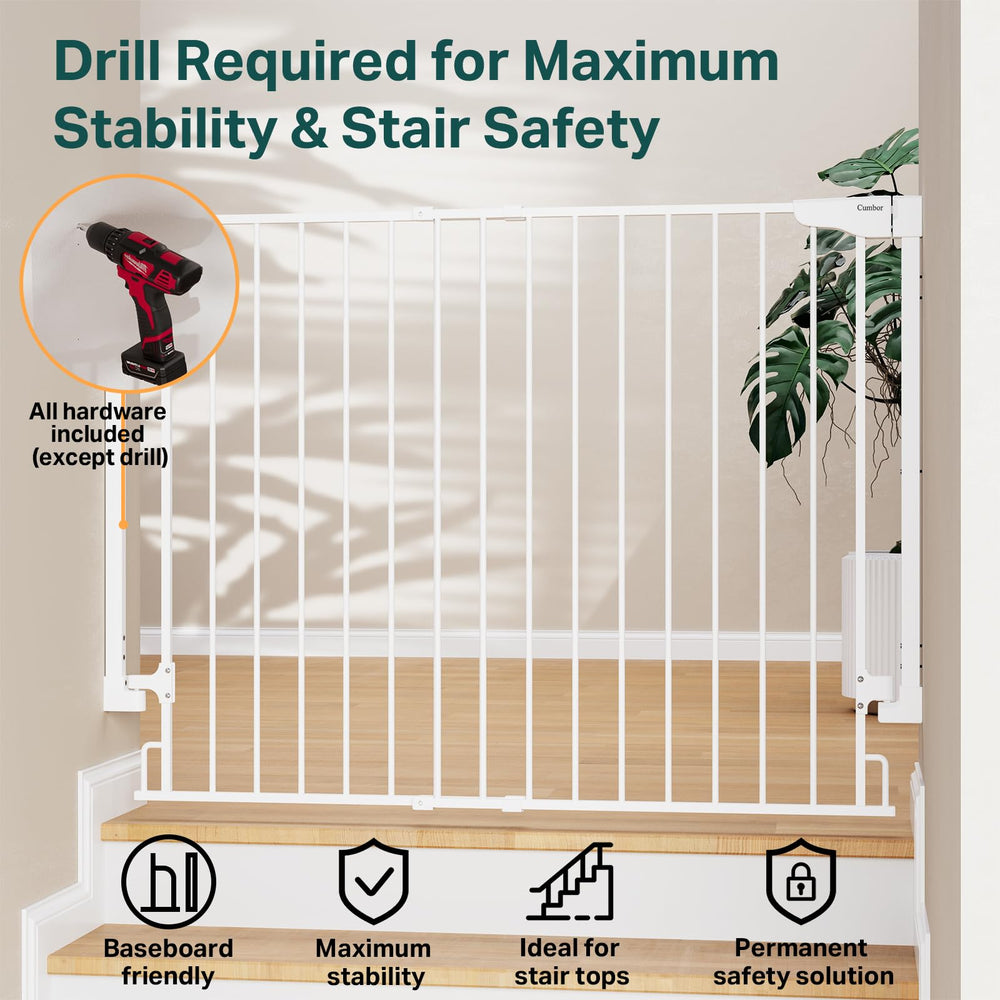Cumbor double-lock safety system prevents toddlers from opening the gate