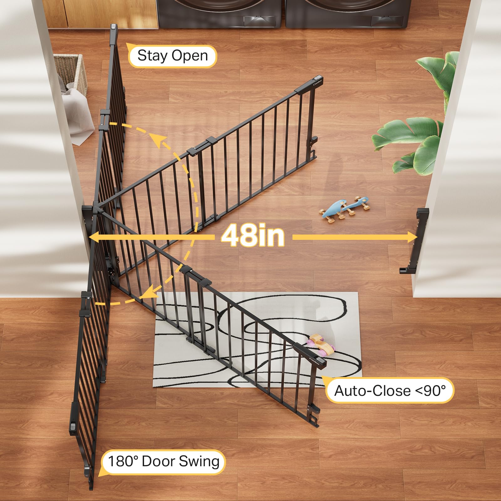 Cumbor Expandable Gate no bottom bar design for seamless passage.