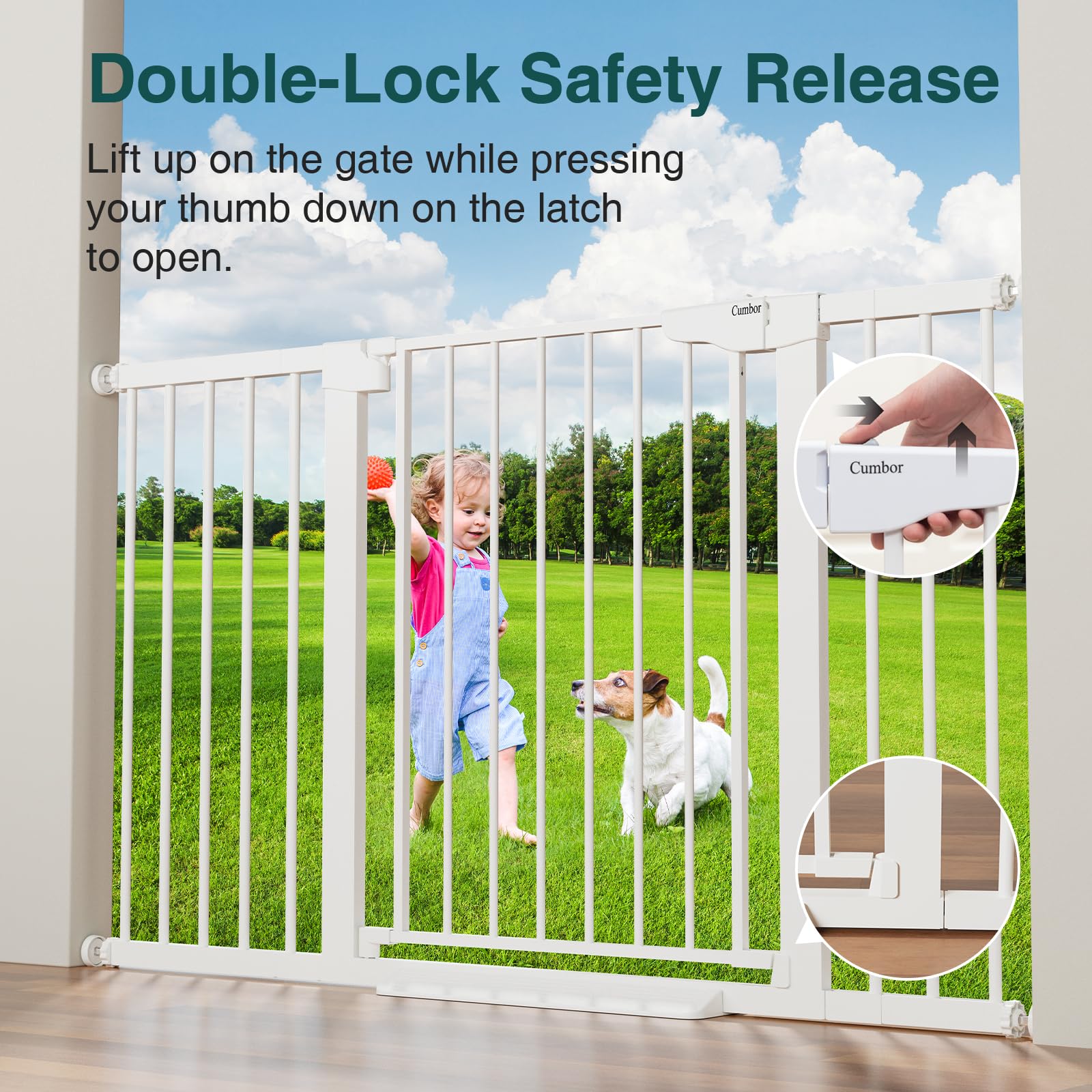 Cumbor automatic-closure ensures gate seals behind you for safer rooms.