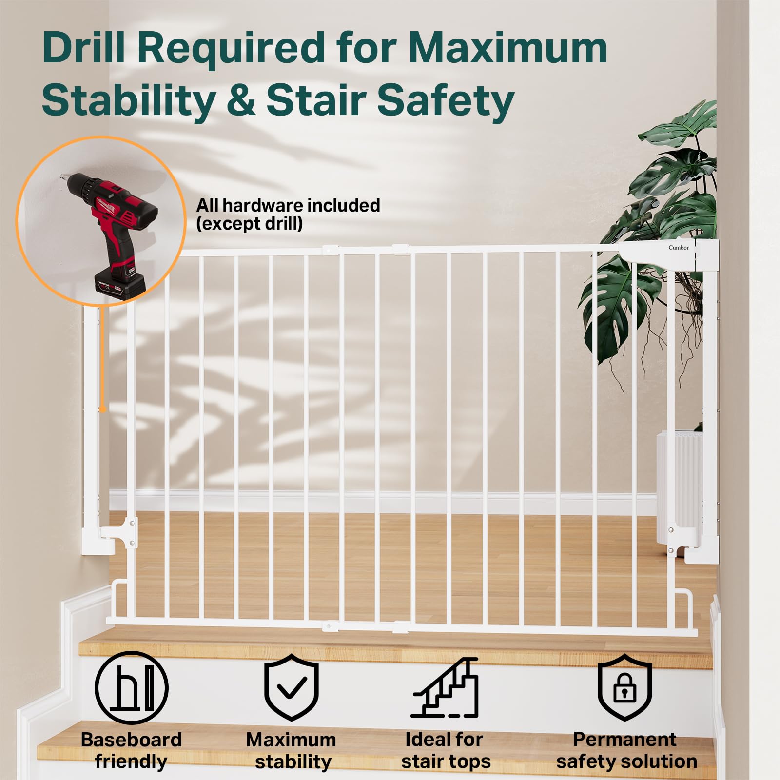 Cumbor Gate curved-sides-protection adds extra shield for toddlers.