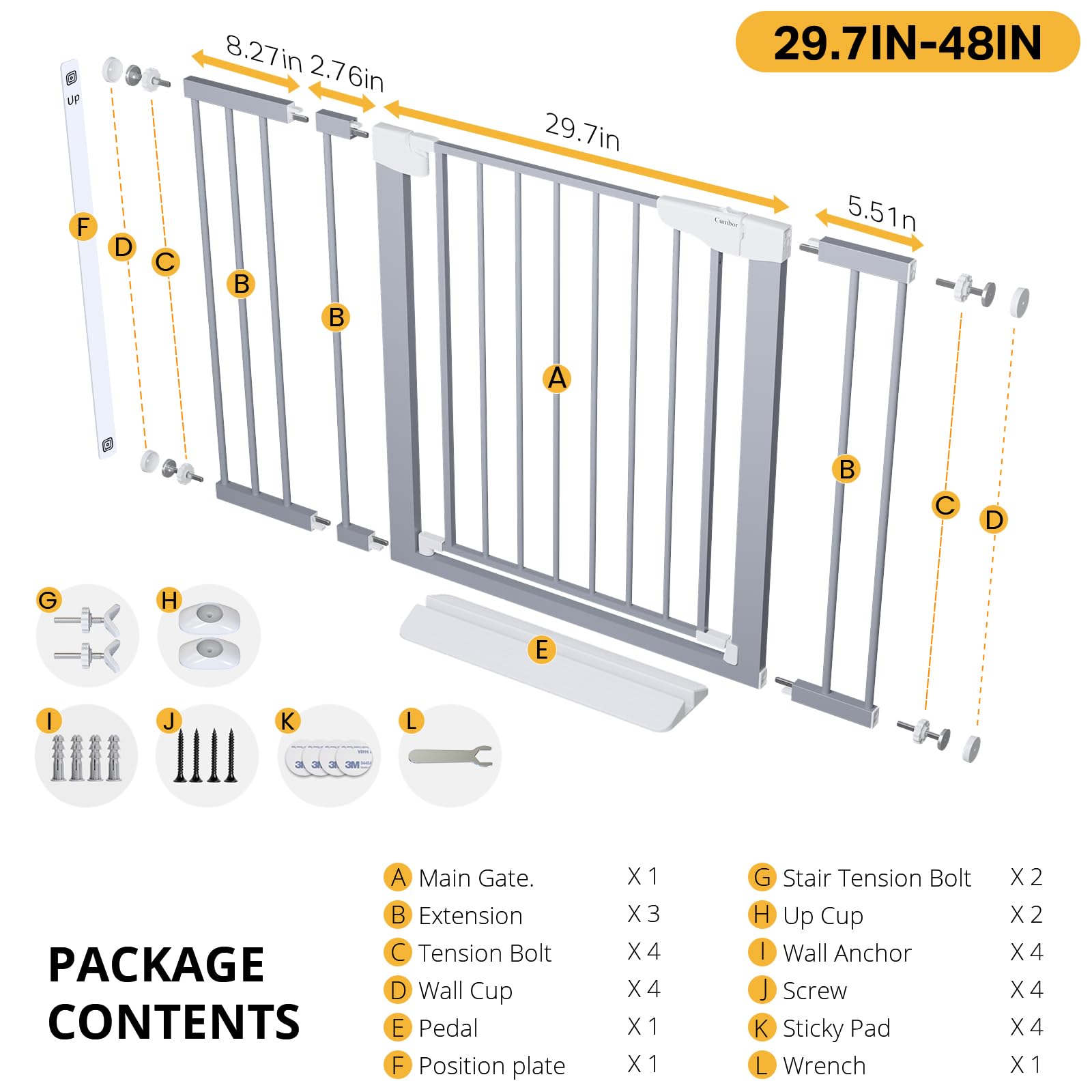 Cumbor gray finish gate blends with modern interior decor.