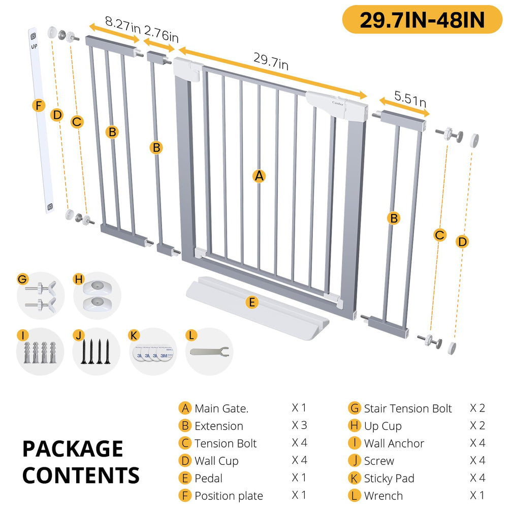 Cumbor gray finish gate blends with modern interior decor.