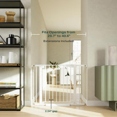 Cumbor award-winning baby gate in doorway demonstrates trusted safety for families