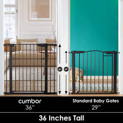 Cumbor pressure mounted baby gate installation shown for quick setup