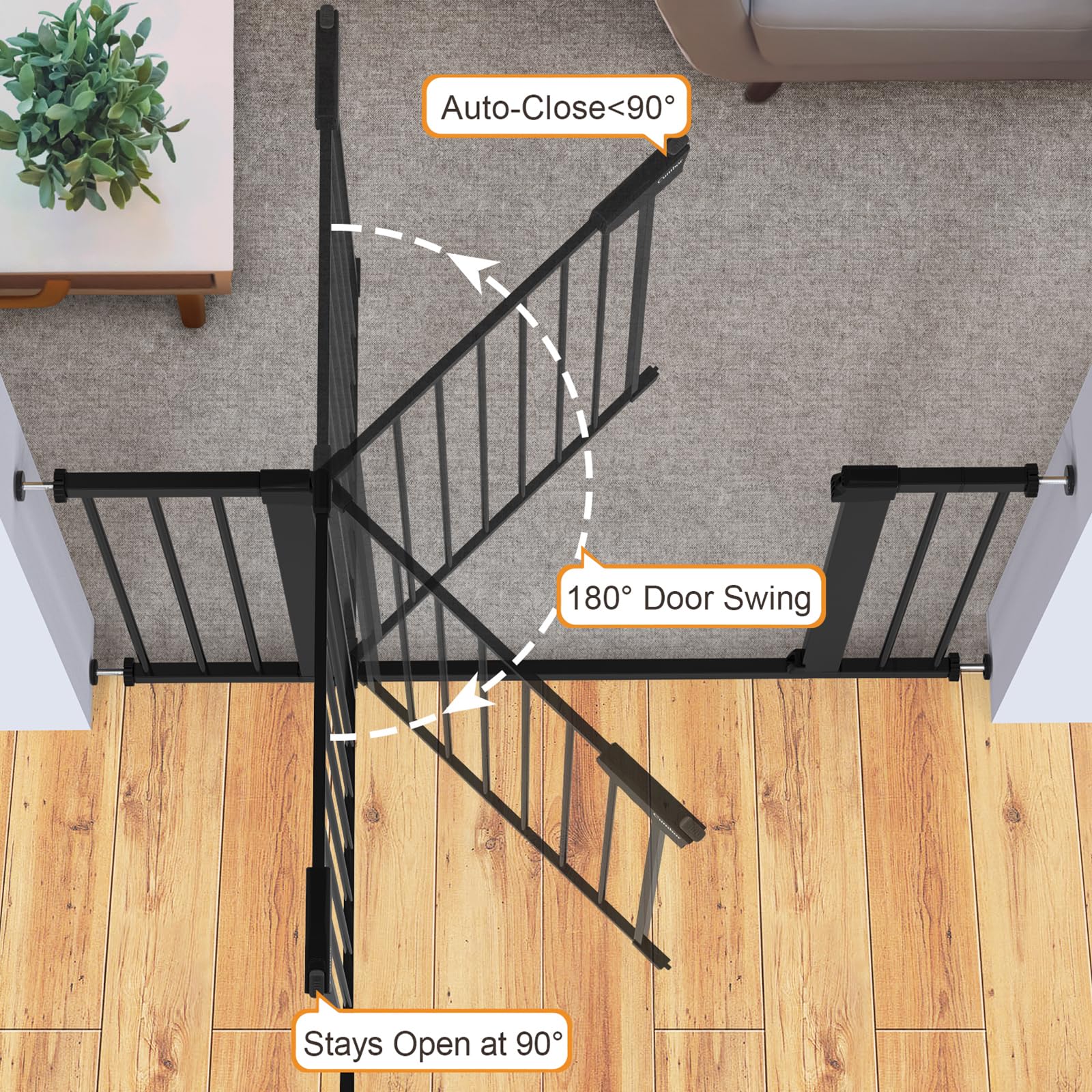 Cumbor pressure-mounted gate for doorways keeps babies and pets contained.