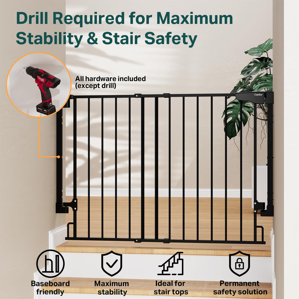 Cumbor gate installed at top of stairs and doorways for versatility