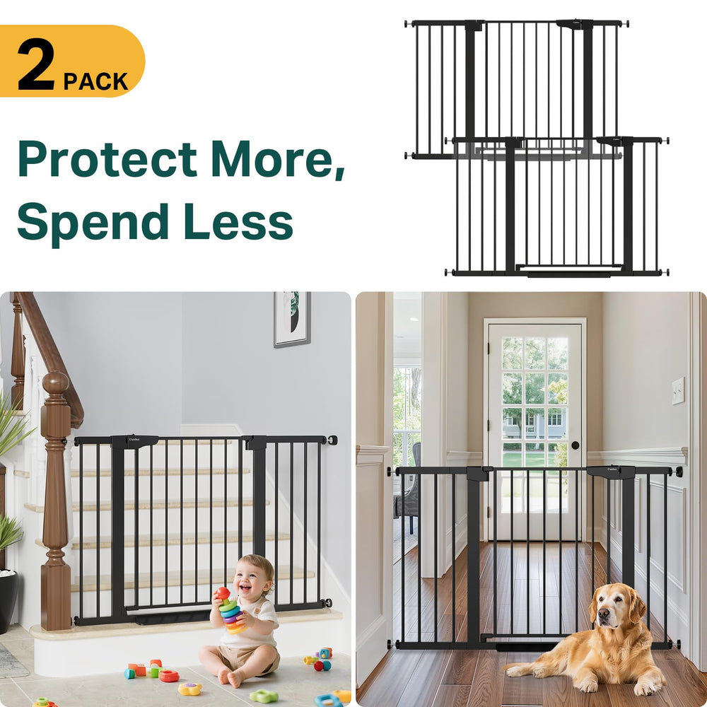 Cumbor two-pack safety gates protecting multiple rooms