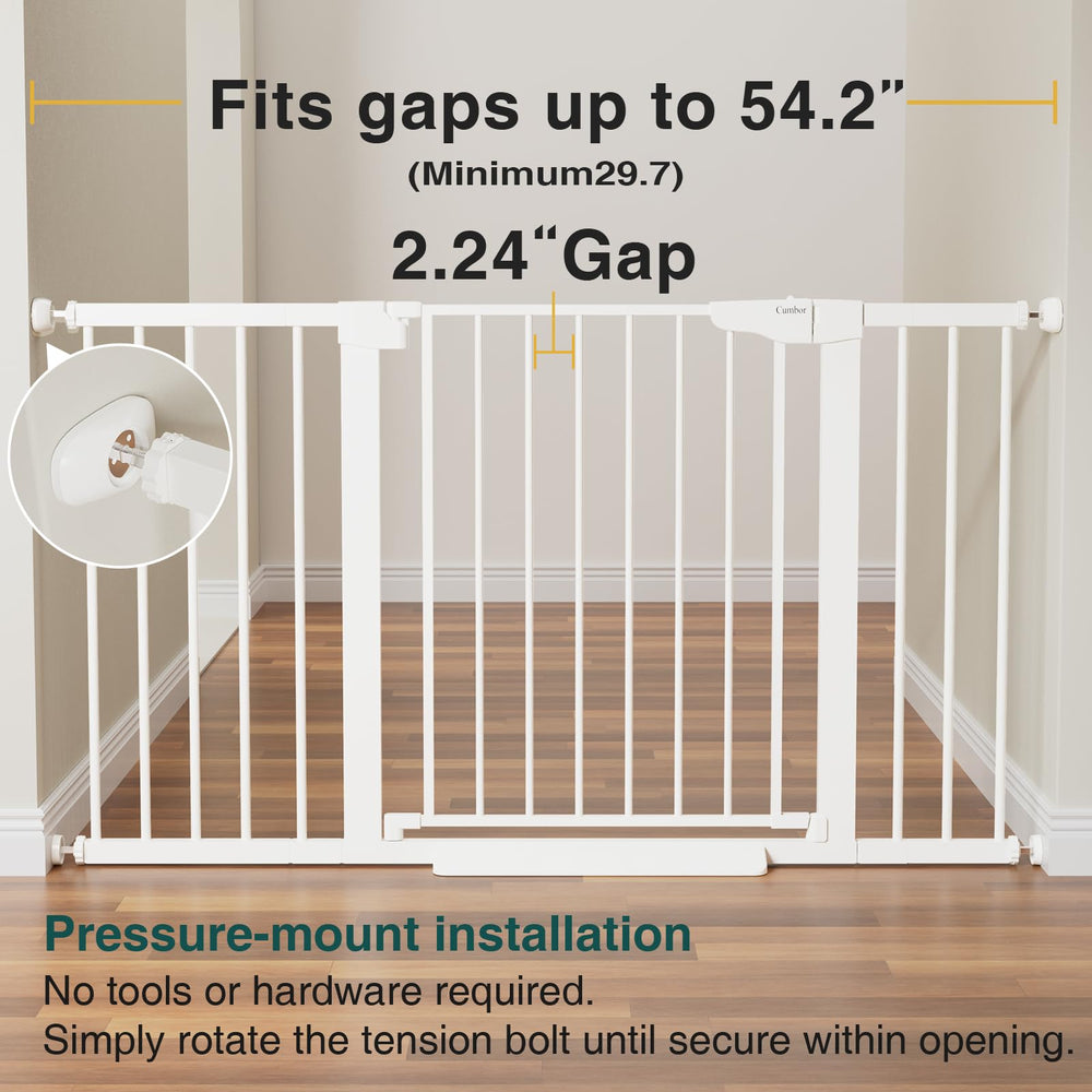 Cumbor wide gate installed in doorway hallway for flexible room separation.