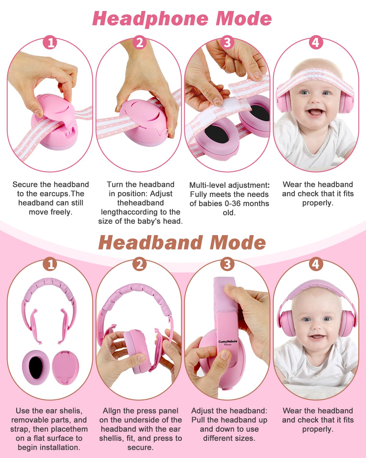 cumunebula CE and ANSI certified baby ear protectors for safety
