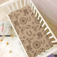 CUPADA Vintage Western crib sheet with boots pattern adds playful style to nursery.
