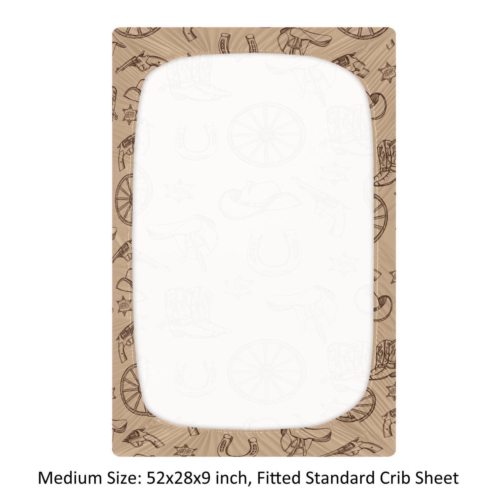 CUPADA Vintage Western crib sheet available in small and medium sizes to fit most mattresses.