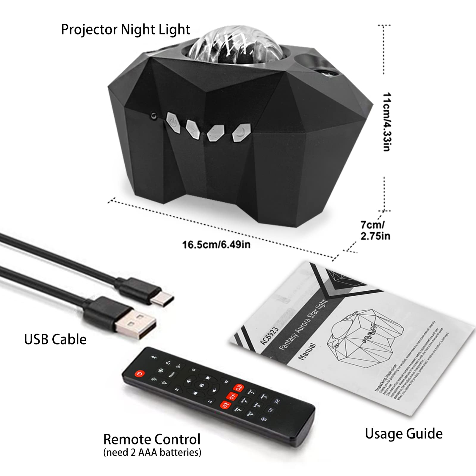 Cupohus Aurora Moon Star Projector 360 degree projection on ceiling with stars and lights