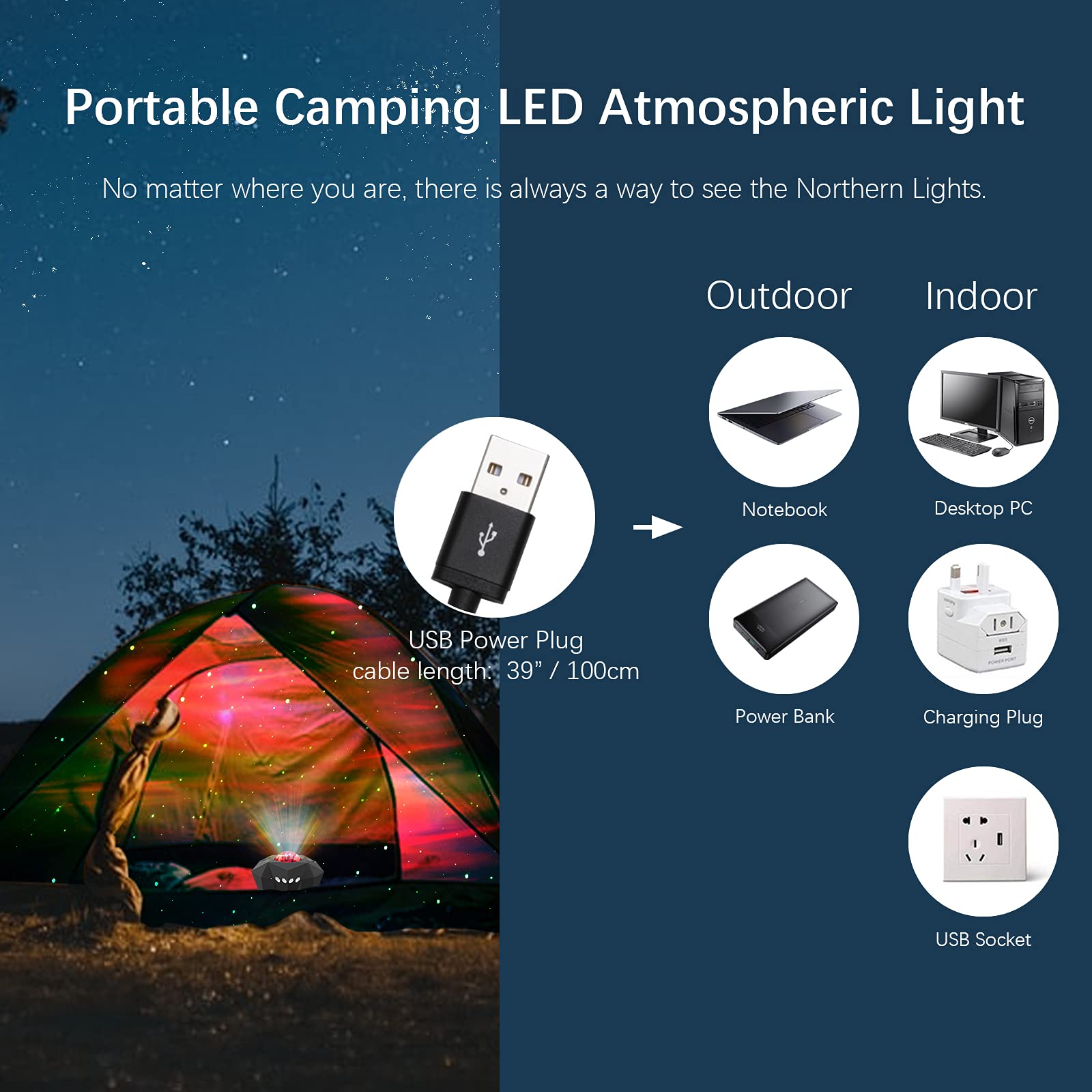 Cupohus Aurora Moon Star Projector compact portable design ideal for tents or travel