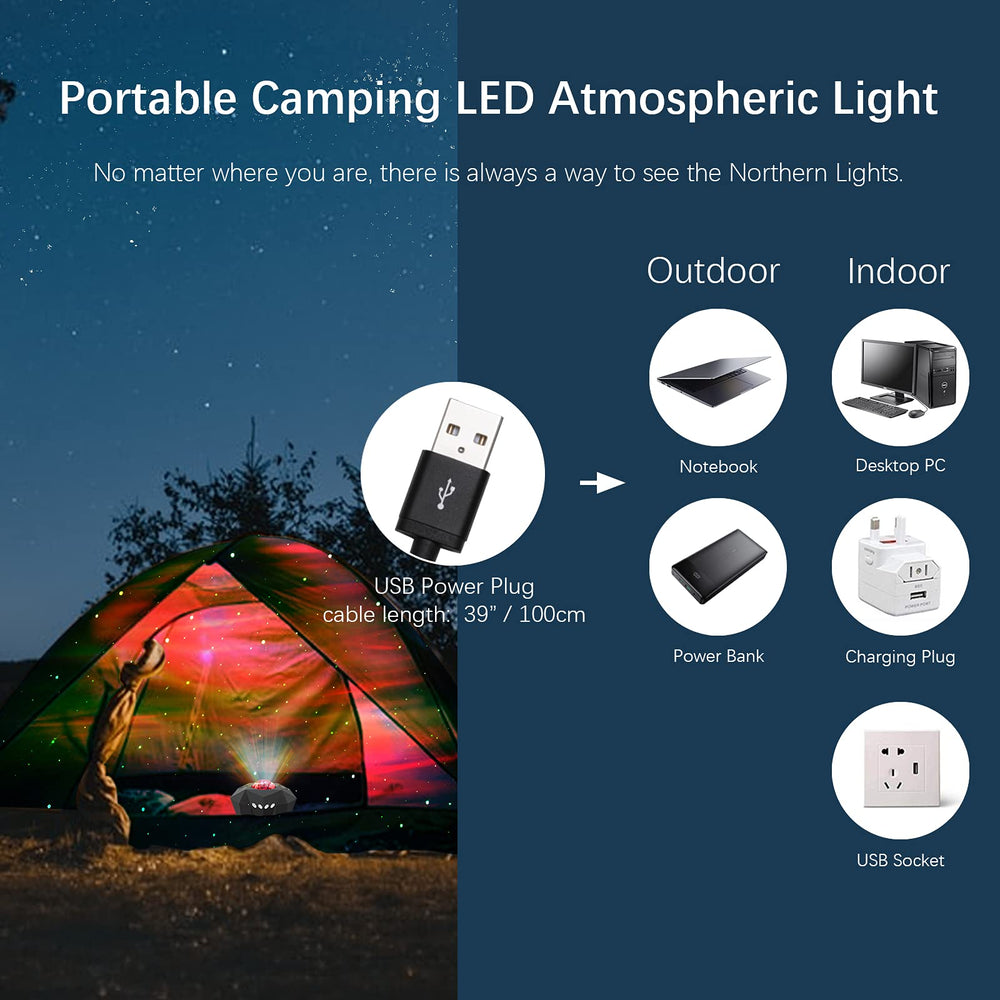 Cupohus Aurora Moon Star Projector compact portable design ideal for tents or travel