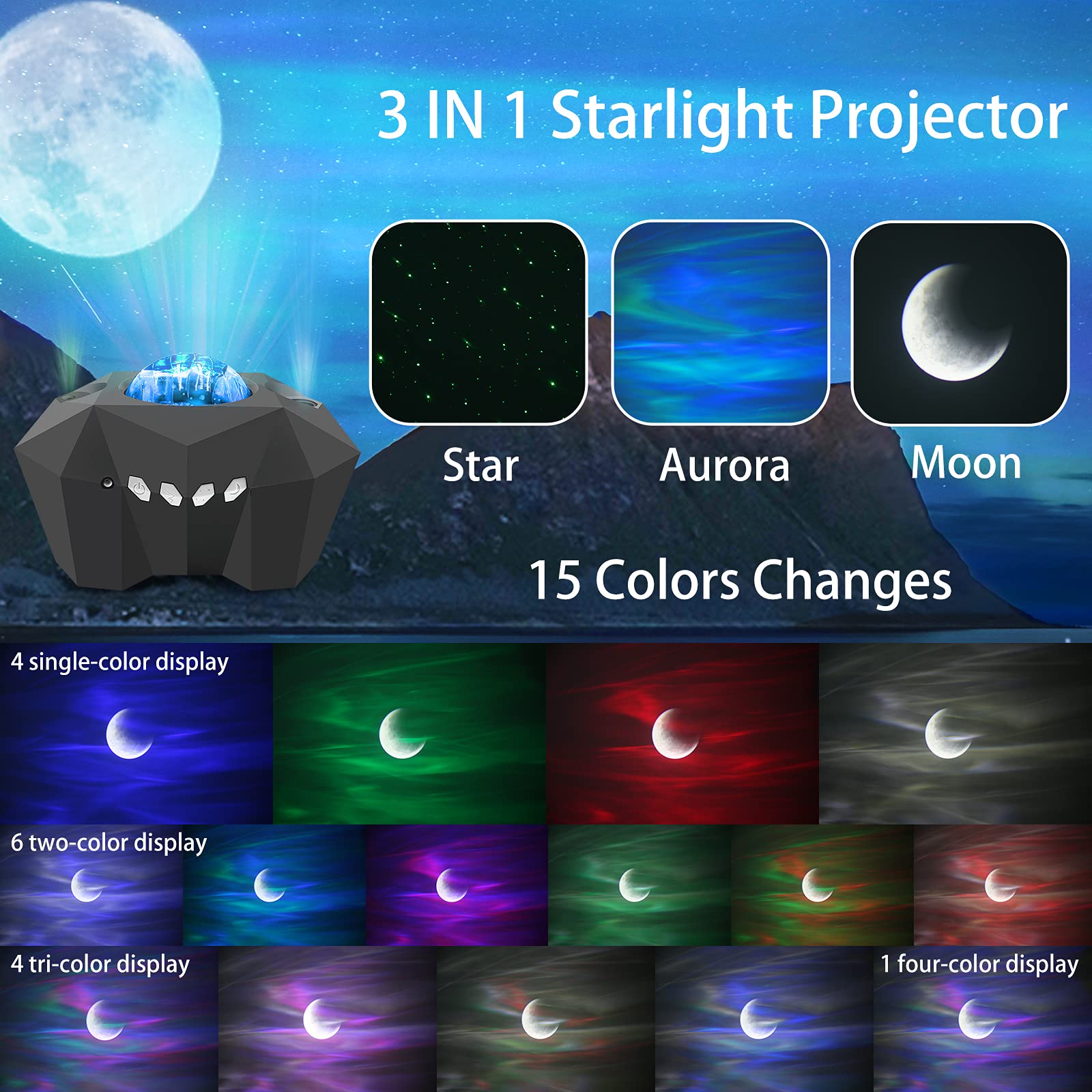 Cupohus Aurora Moon Star Projector remote control adds convenient scene adjustments