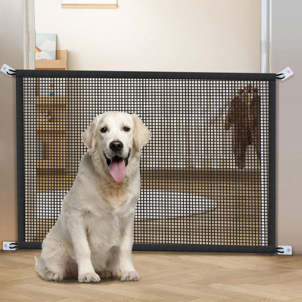 Cupount dog gate near fireplace creates safe space.