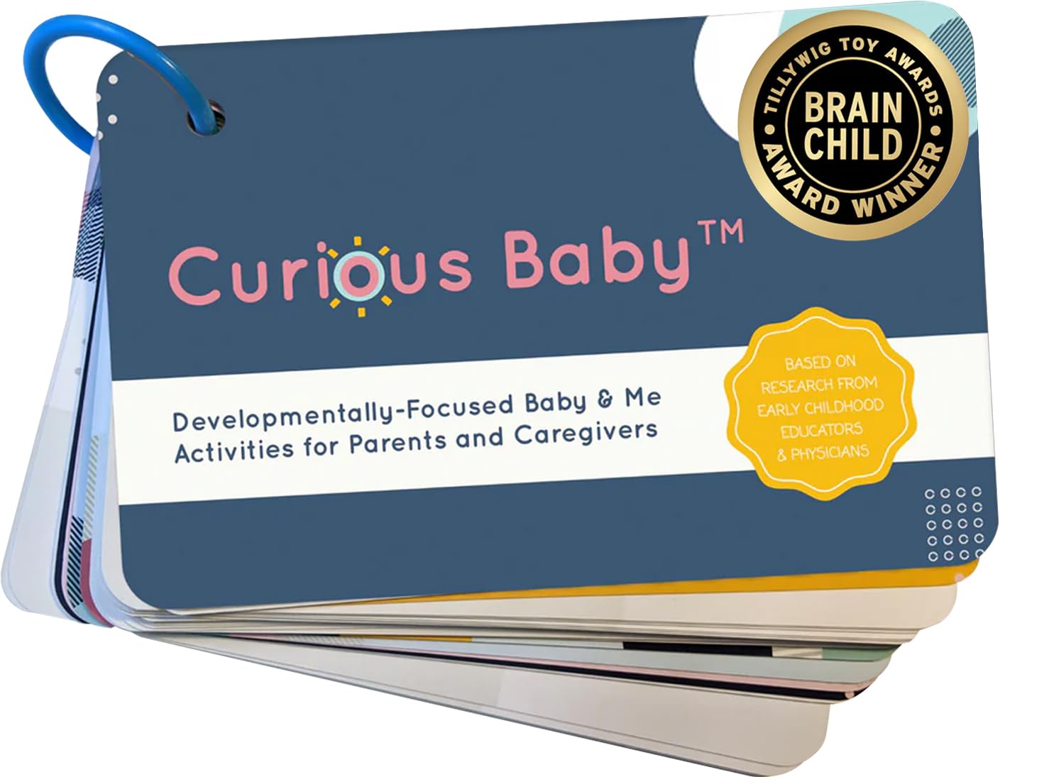 Curious Baby award-winning activities card set for baby development and play.