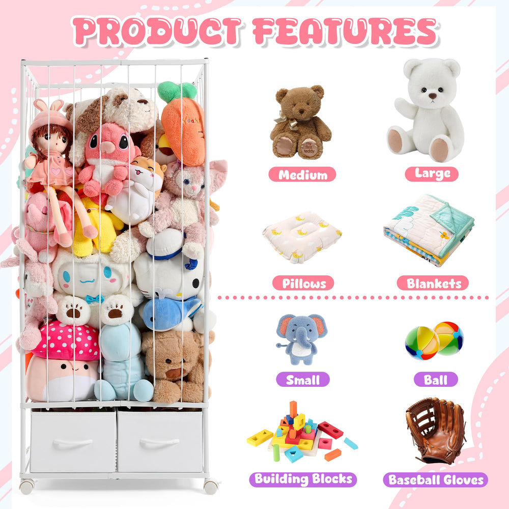 Curleis reinforced metal frame supports large plushies without wobble.