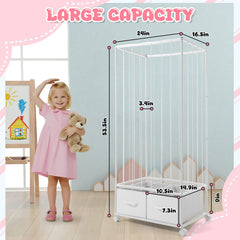 Curleis stuffed animal storage on wheels for easy room rearrangement.