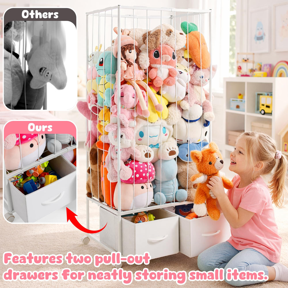 Curleis stuffed animal zoo display demonstrating wall-hugging capacity.