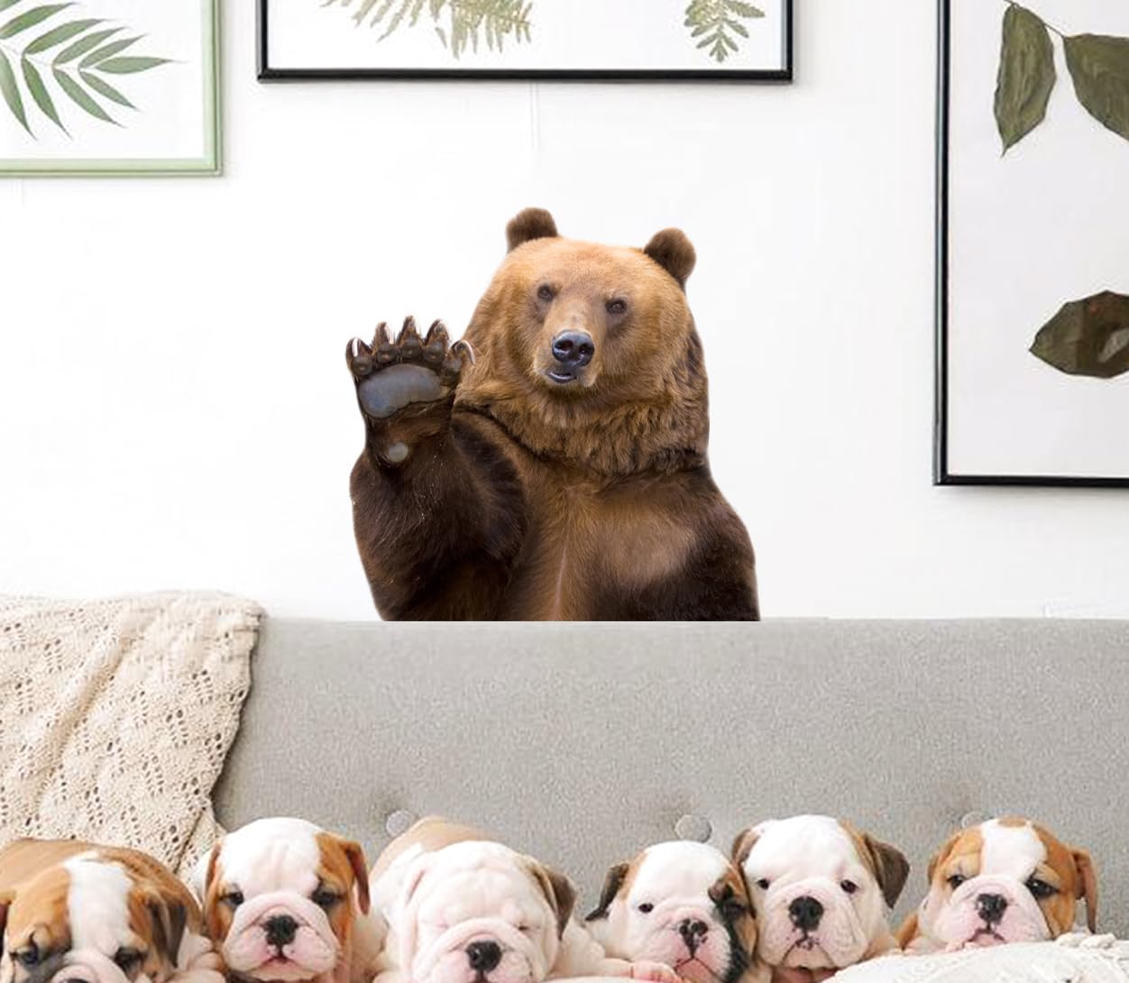 Cute Bear wall decal with safari scene enhances kids' rooms with playful décor.